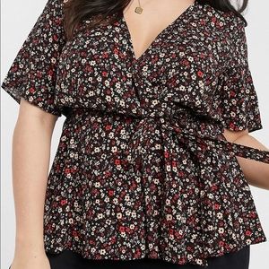 ASOS NWT red and black floral top
